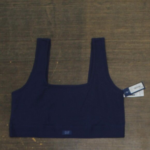NWT Gap Body Logo Comfort Square-Neck Knit Bralette GPW01052 Elysian Blue L - Picture 2 of 5